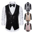 thumbnail image 1 of BAETEUY Men Suit Vest V-Neck Sleeveless Single Breasted Stage Show Waistcoat, 1 of 7