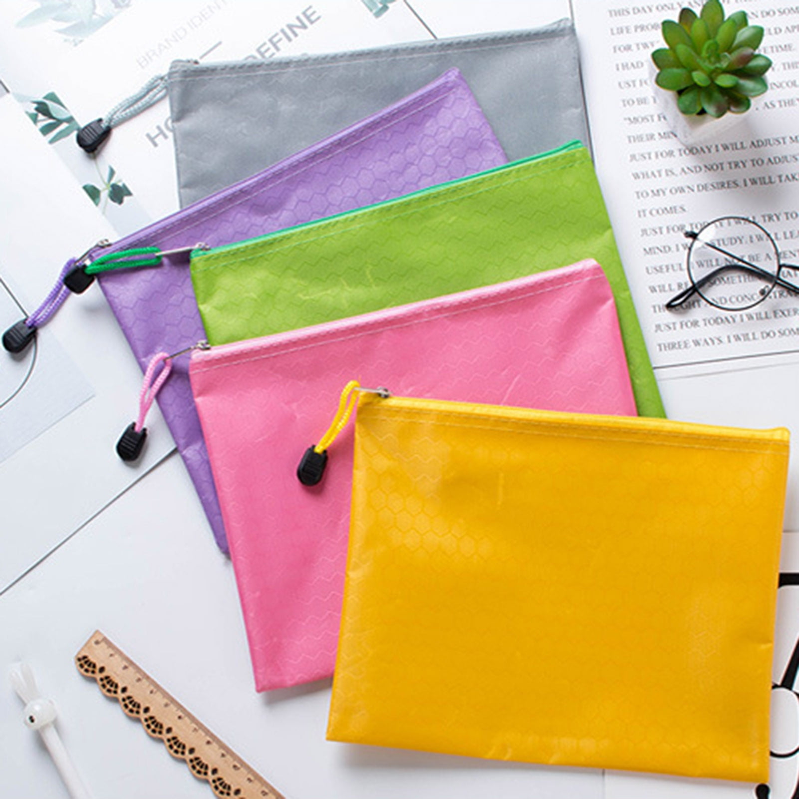 BAETEUY Oxford Cloth File Bag with Zipper Large Capacity Waterproof