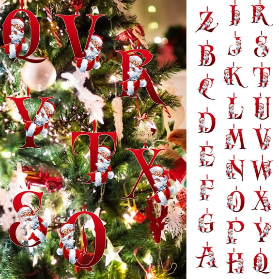 BAETEUY Personalized Christmas Ornaments - 26 Alphabet Letters, Customizable Name Tree Hanging Ornaments, Acrylic Pendant for Tree & Bag Decor