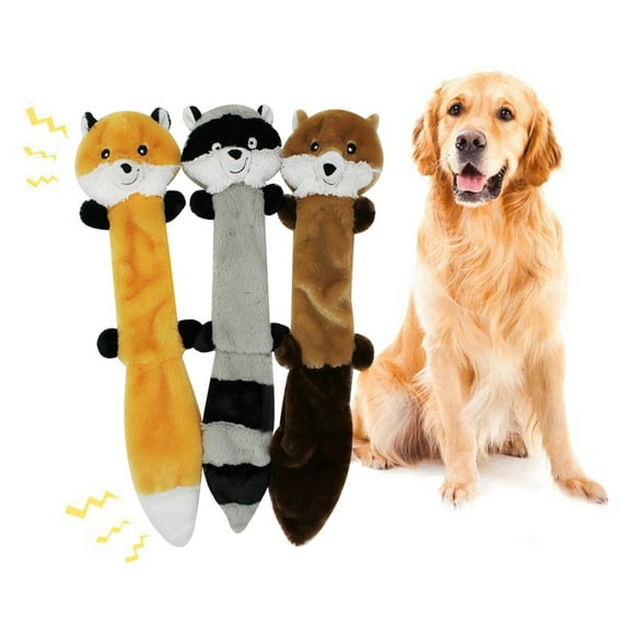 BAETEUY Pet Dog Cats Puppy Cute Squirrel Raccoon Plush Doll Squeaky Chew Play Bite Toy
