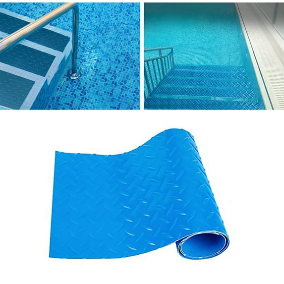 BAETEUY Pool Stair Mat Easy to Cut Large Particle PVC Swimming Pool Step Mat with Non-Slip Texture for Outdoor