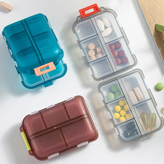 BAETEUY Portable Pill Box Organizer, 10 Compartments, Dustproof, Compact, Size, Transparent, Storage, Container, Lightweight, Pill, Holder