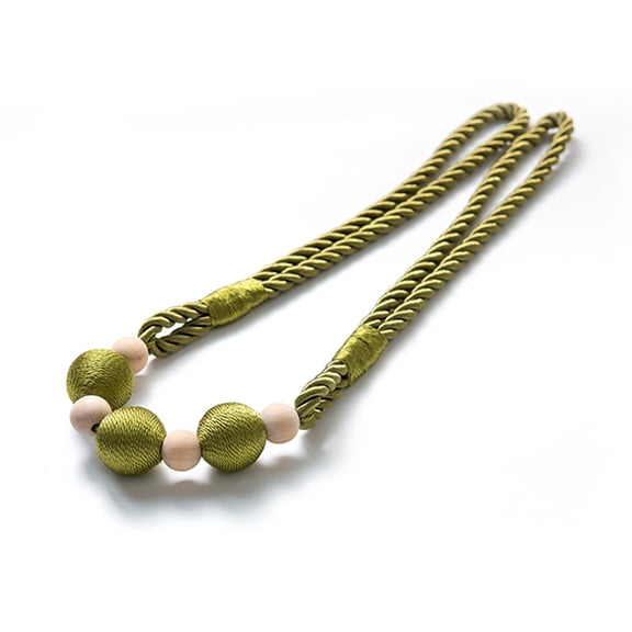 BAETEUY Punch Free Wooden Ball Magnetic Curtain Tieback Rope Buckle Holder Strap Decor