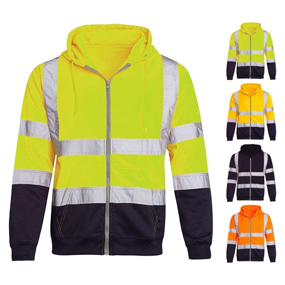 BAETEUY Reflective Safety Hoodie, 360 Degree Reflective Zones, High Visibility, Quick Dry, Long Sleeves, Nocturnal, Construction, Worker, Coat, Outdoor, Night, Shift, Running, Biking