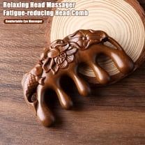 BAETEUY Sandalwood Scalp Massage Comb Wide Teeth Carved Lotus Fish Hair Growth Promotion Wooden Massager