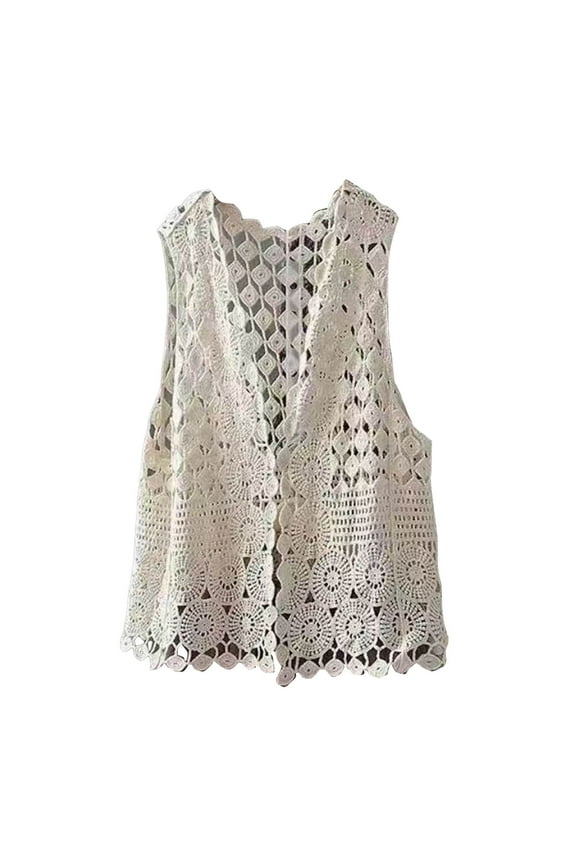 Sleeveless Knitted Hollow Vest, Sweater Vests (Women's)