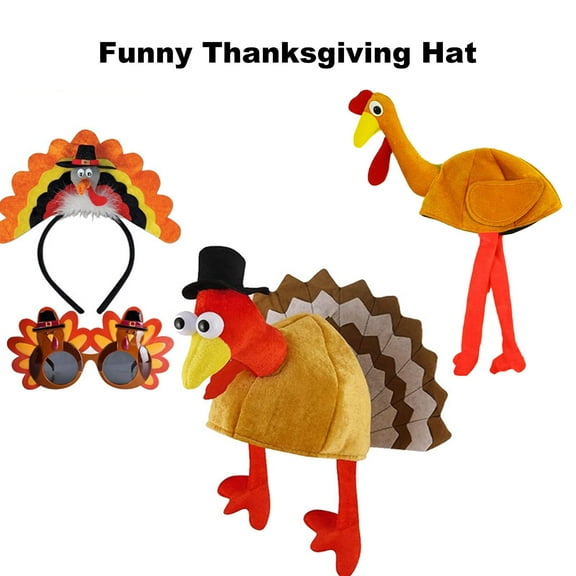 BAETEUY Thanksgiving Costume Plush Turkey Hat Headwear Party Supplies