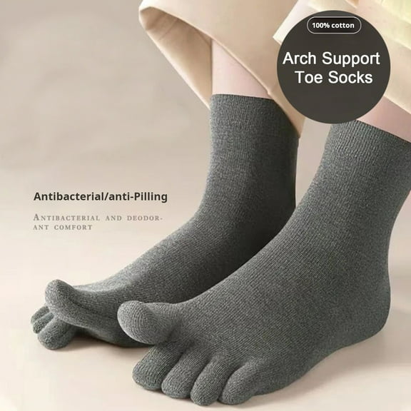 BAETEUY Toe Socks - Moisture-Wicking Breathable Cotton Five-Finger Socks, Non-Slip Arch Support Athletic Socks for Men & Women