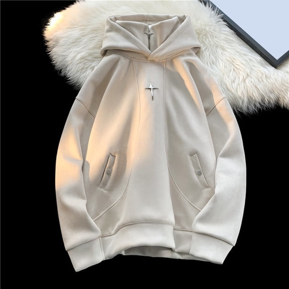 BAETEUY Unisex Hoodie with Letter Embroidery - Solid Color Long Sleeve Casual Top