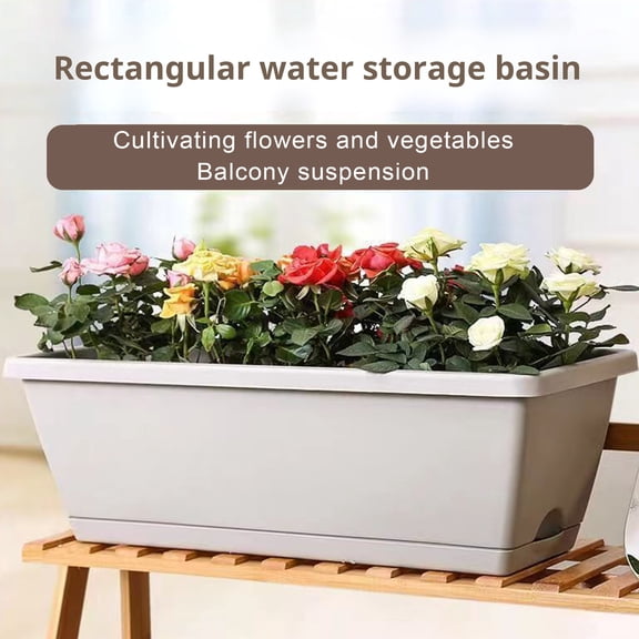 BAETEUY Vegetable Growing Box Flowerpot with Drainage Holes Thickened Edge Strong Load-Bearing Indoor Rectangular Vegetable Herb Planter Box