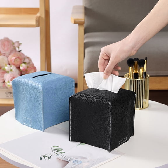 BAETEUY Waterproof Car Tissue Fastener Tape Strap Moisture-proof Easy Access Modern Fashion Square Tissue Box Cover