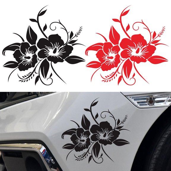BAETEUY Wide Application Reflective Flower Decal - Solid Color Auto Exterior Part
