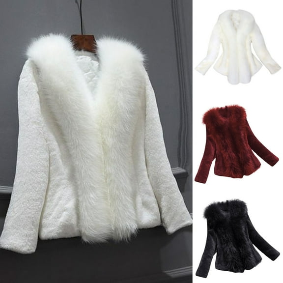 BAETEUY Winter Women Jacket - Thick Faux Fur Heat Retention Solid Color Long Sleeves Coat