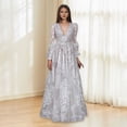 thumbnail image 1 of BAETEUY Women Evening Dress - Deep V Neck Lace Floral Embroideried Maxi Dress, 1 of 7