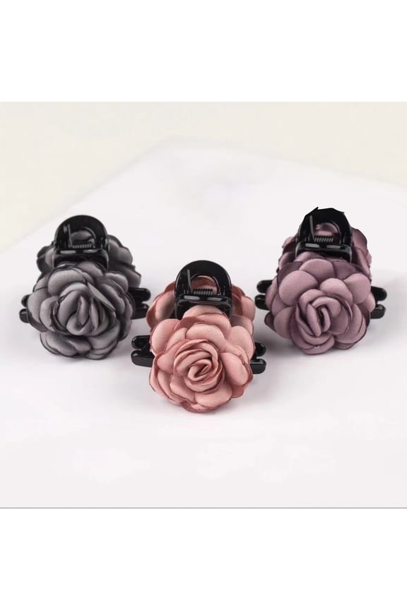 Women Hair Claw with Double-sided Rose - Anti-slip Teeth Hair Clip