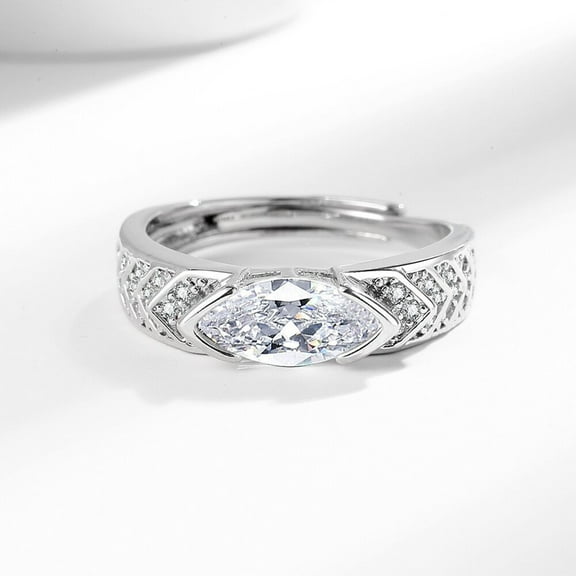 BAETEUY Women Ring Adjustable Size Opening - Wedding Band Cubic Zirconia Inlaid Engagement Jewelry Finger Band