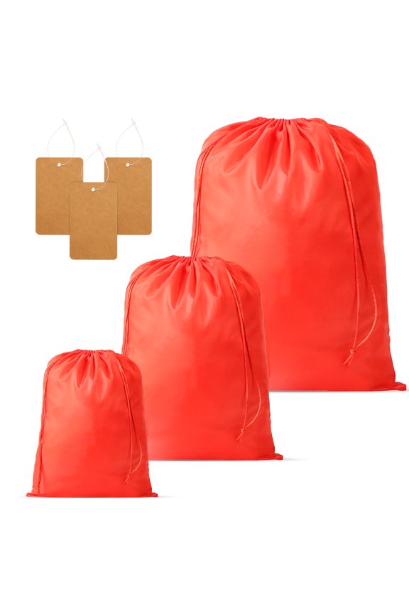 Drawstring Bags with 3pcs Kraft Paper Cards, 3 Pack Reusable Storage Bags for Clothes