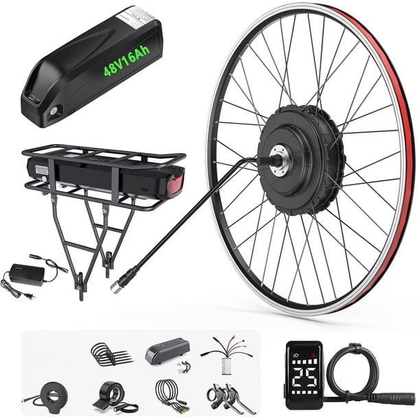 electric bicycle conversion kit for 16 wheels TheLAShop 1000W eBike 48V Bike 26x1.75in Max 88.7% (Save Power) Motor Power BAFANG 48V 500W Rear Hub