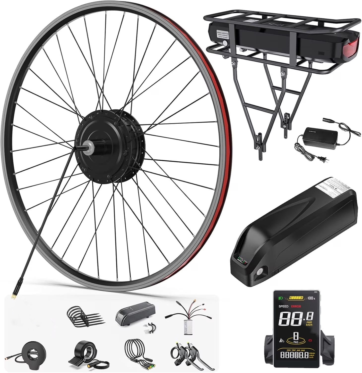 BAFANG 48V 500W Rear Hub Motor Kit - G020 Ebike Conversion Kit for 135MM-142MM Rear Dropout 26" Wheel Electric Bike Conversion kit for Mountain / City Bicycle