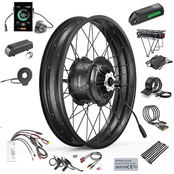 BAFANG Ebike Conversion Kit 48V1000W20" Rear Wheel Cassette Hub Motor Electric Bike Accessories for 172mm-180mm Rear Dropout Fat Bikes with 48V 20Ah Shark Lithium Battery(Display Optional)