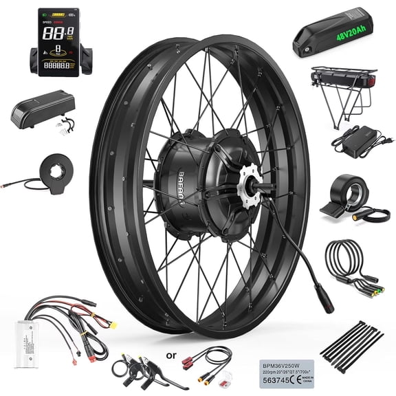 BAFANG Ebike Conversion Kit 48V1000W20" Rear Wheel Cassette Hub Motor Electric Bike Accessories for 172mm-180mm Rear Dropout Fat Bikes with 48V 20Ah Shark Lithium Battery(Display Optional)