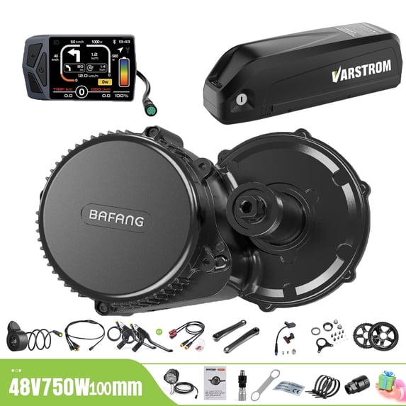 BAFANG Mid Drive Kit 750W BBS02B Electric Bike Conversion Kit 48V Ebike Conversion Kit for 100MM Mountain Bike Road Bike EKD01 Display and 48V13Ah Shark Battery