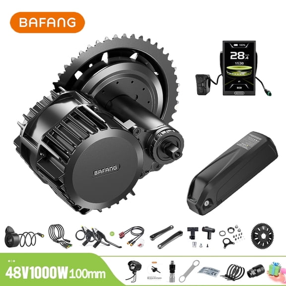 BAFANG Mid Drive Kit 1000W BBS-HD Electric Bike Conversion Kit 48V Ebike Conversion Kit for 100MM Mountain Bike Road Bike DPC010 Display and 48V13Ah Shark Battery
