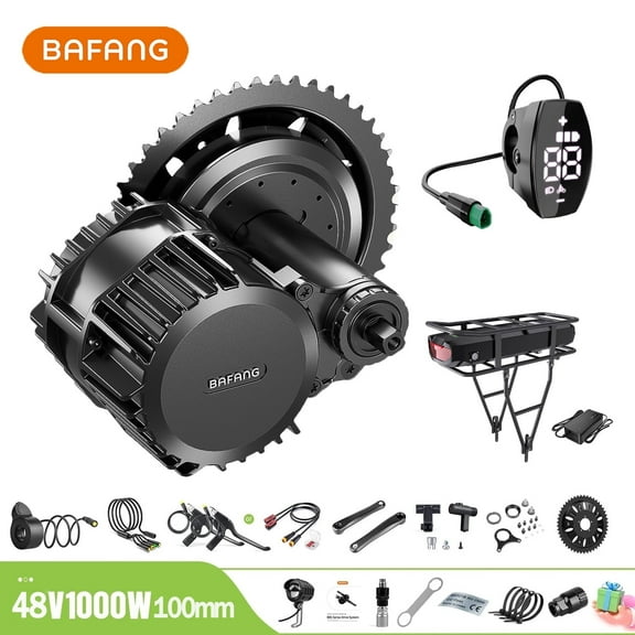 BAFANG Mid Drive Kit 1000W BBSHD Electric Bike Conversion Kit 48V Ebike Conversion Kit for 100MM Mountain Bike Road Bike VD03 Display and 48V17.5Ah Rear Rack Battery