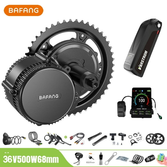 BAFANG Mid Drive Kit 500W BBS02B Electric Bike Conversion Kit 36V Ebike Conversion Kit for 68-73MM Mountain Bike Road Bike VD04 Display and 48V13Ah Shark Battery