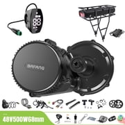 BAFANG Mid Drive Kit 500W BBS02B Electric Bike Conversion Kit 48V Ebike Conversion Kit for 68-73MM Mountain Bike Road Bike VD03 Display and 48V18.2Ah Rear Rack Battery