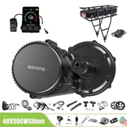 BAFANG Mid Drive Kit 500W BBS02B Electric Bike Conversion Kit 48V Ebike Conversion Kit for 68-73MM Mountain Bike Road Bike VD04 Display and 48V18.2Ah Rear Rack Battery