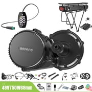 BAFANG Mid Drive Kit 750W BBS02B Electric Bike Conversion Kit 48V Ebike Conversion Kit for 68-73MM Mountain Bike Road Bike VD03 Display and 48V18.2Ah Rear Rack Battery