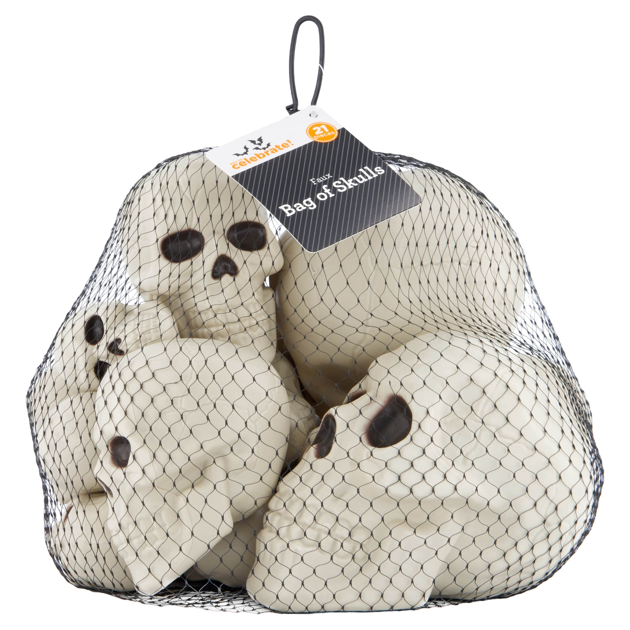 Faux Bag of Skulls, 21 Pieces, Halloween by Way To Celebrate