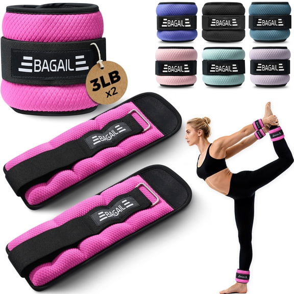 BAGAIL Ankle Wrist Weights for Women & Men, Set of 2 (Available in 0.5/1/2/3/4/5 lb Each), Wearable Leg Arm Weights with Sleek Design & Secure Fit for Walking, Running, Pilates, Home Fitness