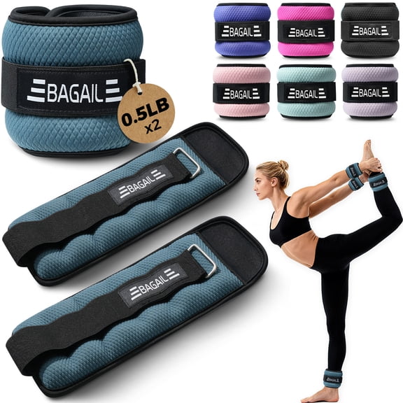 BAGAIL Ankle Wrist Weights for Women & Men, Set of 2 (Available in 0.5/1/2/3/4/5 lb Each), Wearable Leg Arm Weights with Sleek Design & Secure Fit for Walking, Running, Pilates, Home Fitness