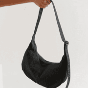 BAGGU Medium Nylon Crescent Bag in Black - Adjustable Strap Crossbody Bag