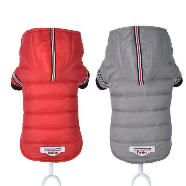 BAGGUCOR Doggie Down Jacket Hoodie Coat, Warm, Cotton+Polyester, Small Dog, Red, M