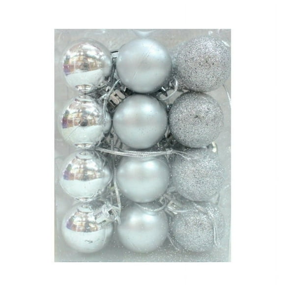 BAGGUCOR Shatterproof Silver Plastic Christmas Large Hanging Ball Ornaments, 24 Count (1.18")