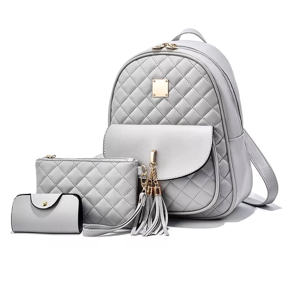 BAGLINTAIBAG Women Fashion Zipper Backpack Travel Backpack with Wrist Bag, Wallet Set 3-Piece Set