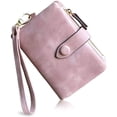 thumbnail image 1 of BAGLINTAIBAG Womens Small Bifold Leather Wallets Rfid Ladies Wristlet with Card Slots Id Window Zipper Coin Purse,Pink, 1 of 6