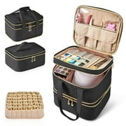 BAGMIND Nail Polish Organizer Storage Case, Three-Layer Nail Polish Organizer Bag with Adjustable Dividers, Portable Nail Polish Carrying Bag,Black