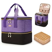 BAGMIND Makeup Bag Organizer for Women, Large Travel Cosmetic Case and Nail Polish Organizer with Zipper,Purple 1 Piece