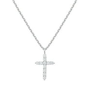 BAGOLIKA 14K Gold Plated Zirconia Silver Cross Faith Pendant Necklace for Women with 925 Silver