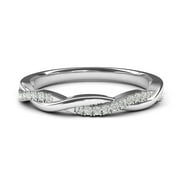 BAGOLIKA Half Eternity Twisted Stackable Wedding Ring for Women 925 Sterling Silver Zirconia Size 6