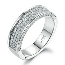 SFTING Micro Pave Engagement Wedding Band for Women Fashion 925 Sterling Silver Inlaid Zirconia Size 7
