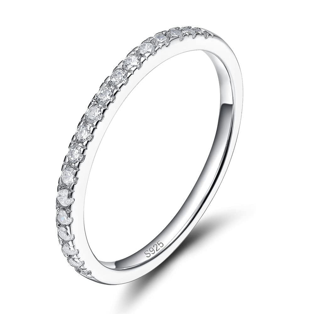 SFTING Wedding Band 925 Sterling Silver Stackable Half-Eternity Rings ...
