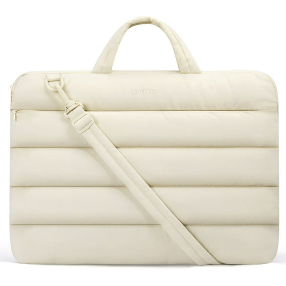 BAGSMART 13-13.3 inch Laptop Case Sleeve with Strap, Puffy Velvet Laptop Bag with Handle, Macbook Case Fitted with Macbook Air/Pro 13.3 inch, Laptop Cover Fitted with Dell, HP, Lenovo, Cream