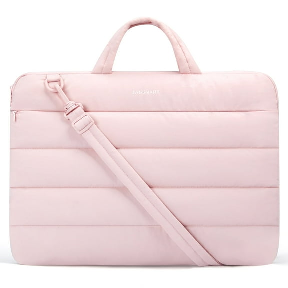 BAGSMART 15-16 inch Laptop Bag, Puffy cute Laptop Case Sleeve with Handle for Women, Portable Macbook Air/Pro 13 inch Case Sleeve with Strap,Pink