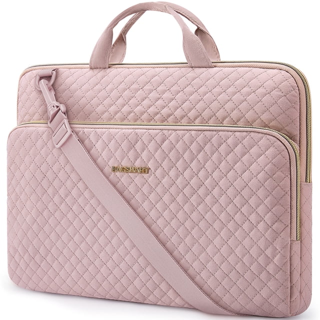 BAGSMART 15.6"-16" Laptop Shoulder Bag Laptop Sleeve Case Compatible with MacBook Pro, HP, Dell, Acer Aspire, Asus Notebook, Shockproof Soft Padded Zipper Cover Carrying Computer Bag, Pink