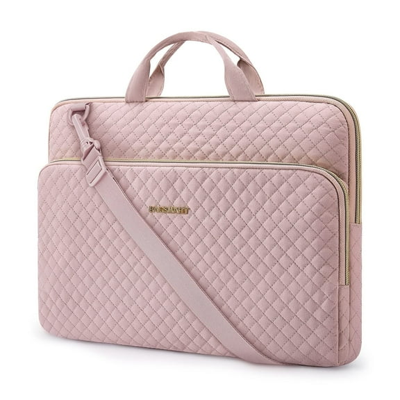 BAGSMART 15.6"-16" Laptop Shoulder Bag Laptop Sleeve Case Compatible with MacBook Pro, HP, Dell, Acer Aspire, Asus Notebook, Shockproof Soft Padded Zipper Cover Carrying Computer Bag, Pink